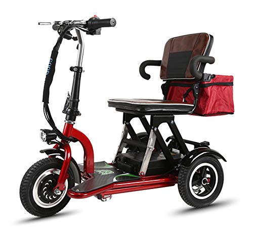 CYGGL Scooter de Movilidad de Triciclo eléctrico para Adultos Ancianos Plegables y discapacitados Silla de Ruedas eléctrica portátil Triciclo eléctrico de Tres Ruedas Carga 120 kg