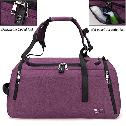 CySILI Bolsa de Deporte con Compartimento para Zapatos y Bolsillo Mojado, Bolsa de Gimnasio Impermeable para Hombres y Mujeres, Viaje Duradero con Cerradura de combinación