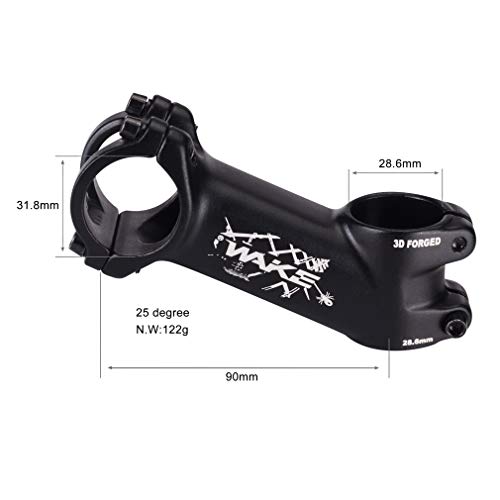 CYSKY Vástago de Bicicleta 25 Grados 31,8 60mm/70mm/90mm/110mm Vástago de MTB Vástago de Manillar de Bicicleta de montaña para Bicicleta, Bicicleta de Carretera, MTB, BMX, Ciclismo (90mm)