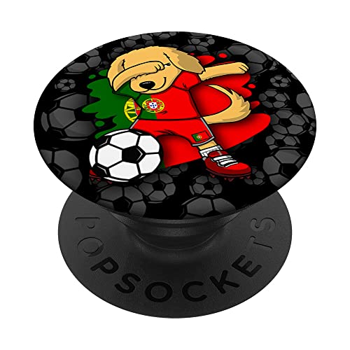 Dab Golden Retriever Portugal Fútbol Fans Jersey Fútbol PopSockets PopGrip Intercambiable