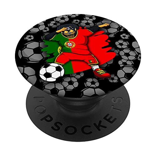 Dabbing Rottweiler Perro Portugal Fútbol Fans Jersey Fútbol PopSockets PopGrip Intercambiable