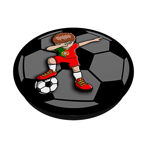 Dabbing Soccer Boy Portugal Jersey Portugués Fútbol Fans PopSockets PopGrip Intercambiable