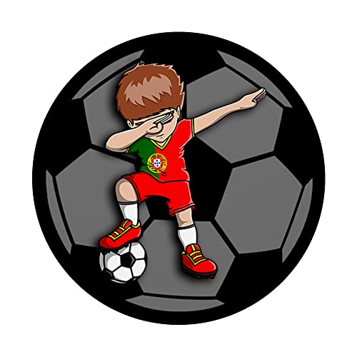 Dabbing Soccer Boy Portugal Jersey Portugués Fútbol Fans PopSockets PopGrip Intercambiable