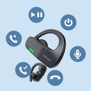 DACOM Auriculares de conducción ósea, Auriculares Deportivos de Oreja Abierta, Bluetooth 5.0 True Wireless, Dos Modos de Carga, Control táctil y micrófono Incorporado IPx5 a Prueba de Agua