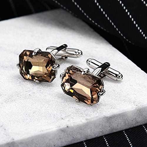 Daesar Joyería Gemelos de Hombre Gemelos Acero Inoxidable Gemelos Camisa Gemelos Cuatro Garras Polígono Circonita Gemelos Champán Gemelos para Hombre