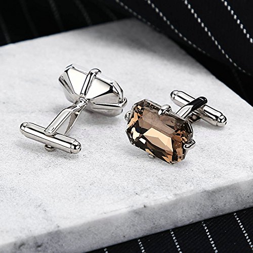 Daesar Joyería Gemelos de Hombre Gemelos Acero Inoxidable Gemelos Camisa Gemelos Cuatro Garras Polígono Circonita Gemelos Champán Gemelos para Hombre