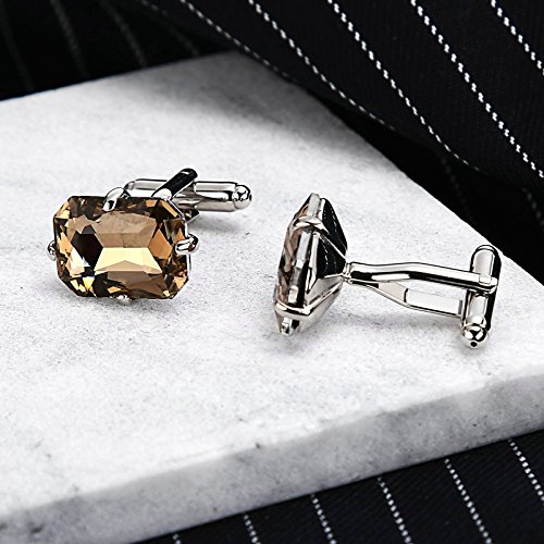 Daesar Joyería Gemelos de Hombre Gemelos Acero Inoxidable Gemelos Camisa Gemelos Cuatro Garras Polígono Circonita Gemelos Champán Gemelos para Hombre