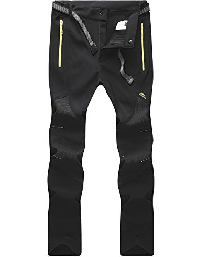 DAFENP Pantalones Trekking Mujer Impermeable Pantalones de Escalada Senderismo Alpinismo Invierno Polar Forrado Aire Libre KZ16608W-Black1-L