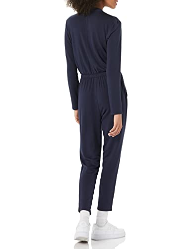 Daily Ritual Supersoft Long-Sleeve Wrap Jumpsuit Mono, Azul Marino, S