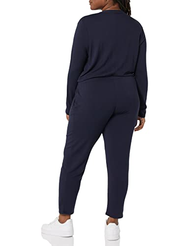 Daily Ritual Supersoft Long-Sleeve Wrap Jumpsuit Mono, Azul Marino, S