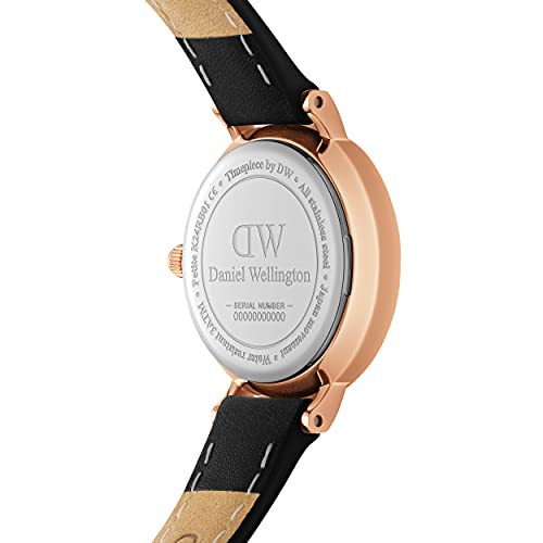 Daniel Wellington Reloj Petite Sheffield, correa de cuero italiano, 24 mm, Oro rosa/Negro, 24mm, Pequeño Sheffield