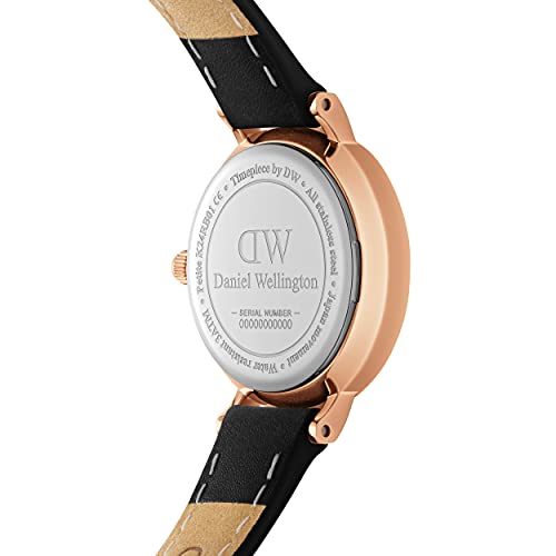 Daniel Wellington Reloj Petite Sheffield, correa de cuero italiano, 24 mm, Oro rosa/Negro, 24mm, Pequeño Sheffield