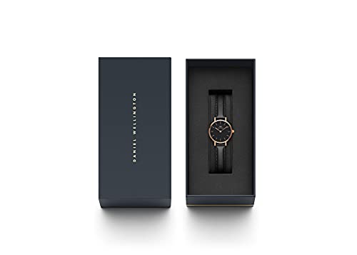 Daniel Wellington Reloj Petite Sheffield, correa de cuero italiano, 24 mm, Oro rosa/Negro, 24mm, Pequeño Sheffield