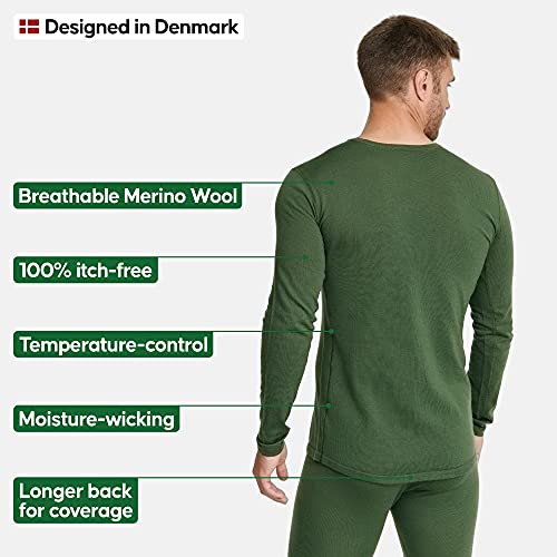 DANISH ENDURANCE Men's Merino Long Sleeved Shirt 1 Pack L Green 1-Pack