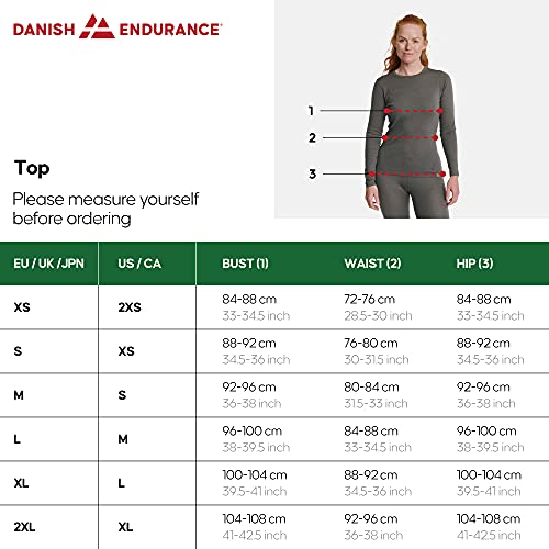 DANISH ENDURANCE Women's Merino Long Sleeved Shirt XS Black 1-Pack