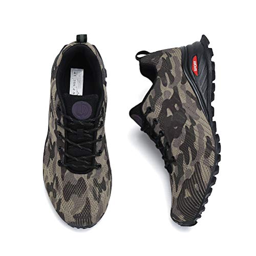 Dannto Zapatillas de Deporte Hombre Zapatos para Correr Aire Libre y Deporte Athletic Cordones Zapatillas De Running Trail Tenis Basket Respirable Gimnasio Sneakers （Camo,43