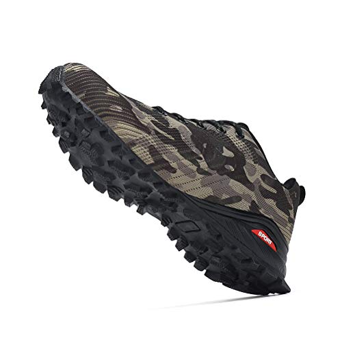 Dannto Zapatillas de Deporte Hombre Zapatos para Correr Aire Libre y Deporte Athletic Cordones Zapatillas De Running Trail Tenis Basket Respirable Gimnasio Sneakers （Camo,43