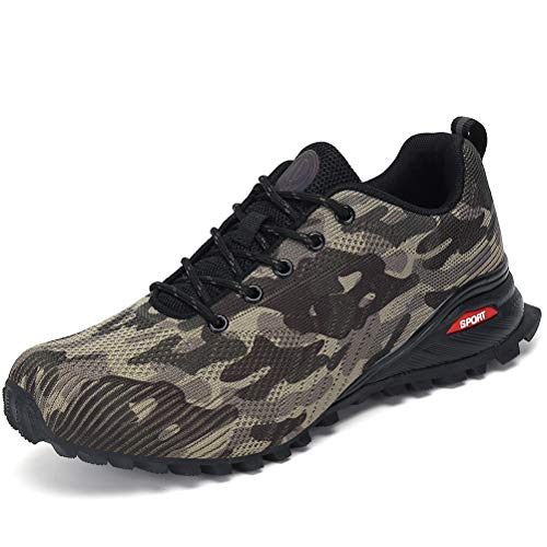 Dannto Zapatillas de Deporte Hombre Zapatos para Correr Aire Libre y Deporte Athletic Cordones Zapatillas De Running Trail Tenis Basket Respirable Gimnasio Sneakers （Camo,43