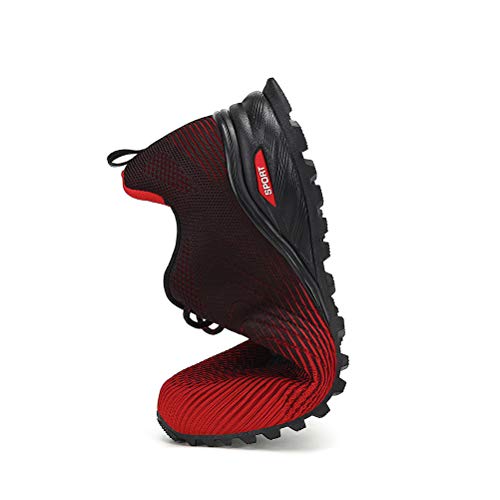Dannto Zapatillas de Deporte Hombre Zapatos para Correr Aire Libre y Deporte Athletic Cordones Zapatillas De Running Trail Tenis Basket Respirable Gimnasio Sneakers （Rojo,47
