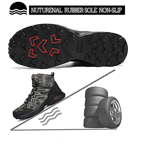 Dannto Zapatillas Trekking Hombre Antideslizante Zapatillas de Senderismo Montaña Botas de Senderismo Hombre Resistentes a la abrasión para Exteriores Caminar(Camo,45）