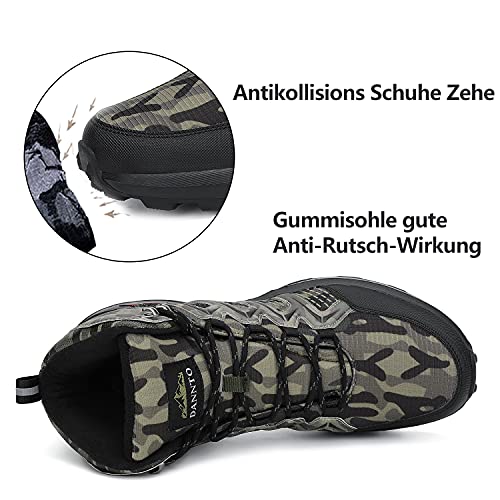 Dannto Zapatillas Trekking Hombre Antideslizante Zapatillas de Senderismo Montaña Botas de Senderismo Hombre Resistentes a la abrasión para Exteriores Caminar(Camo,45）