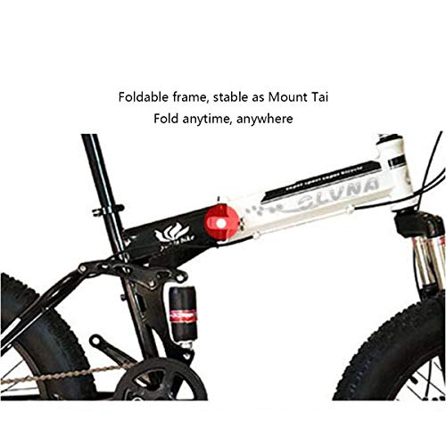 Dapang Bicicleta de montaña Plegable, 20 Pulgadas, Velocidad 21/24/27, Engranajes Shimano con Llantas de 4.0"de Grasa, Bicicletas para Nieve,White,27speed