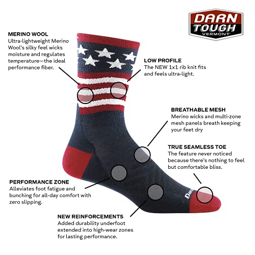 Darn Tough Run Patriot Micro Crew Ultra-Lightweight Stars And Stripes