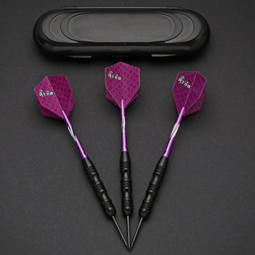 Dart Arrows Set, 3 Piezas Prof Steeldarts Steel Tip Darts Set Darts (Flechas de Acero Dart) con vuelos, Ejes, Caja de Almacenamiento D1