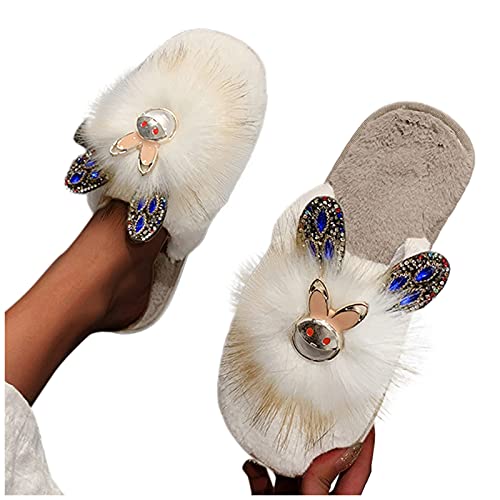 Dasongff - Pantuflas para mujer, zapatillas de invierno cálidas, con dibujos animados, cómodas, antideslizantes, para interiores, cómodas, con puntera abierta, ligeras, zapatillas para mujer