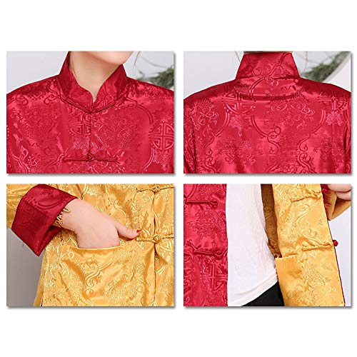 DAZISEN Hombres Mujer Chaqueta Casual Deportes - Clásico Ambos Lados Chaqueta de Manga Larga Trajes de Artes Marciales China Ropa Traje Tang, S/Estilo 08 - Mujer