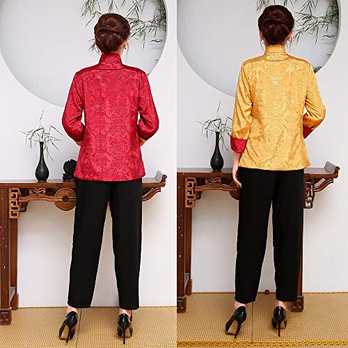 DAZISEN Hombres Mujer Chaqueta Casual Deportes - Clásico Ambos Lados Chaqueta de Manga Larga Trajes de Artes Marciales China Ropa Traje Tang, S/Estilo 08 - Mujer