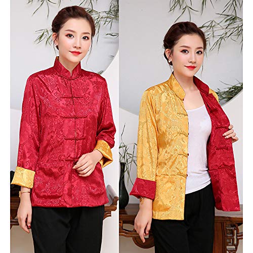 DAZISEN Hombres Mujer Chaqueta Casual Deportes - Clásico Ambos Lados Chaqueta de Manga Larga Trajes de Artes Marciales China Ropa Traje Tang, S/Estilo 08 - Mujer