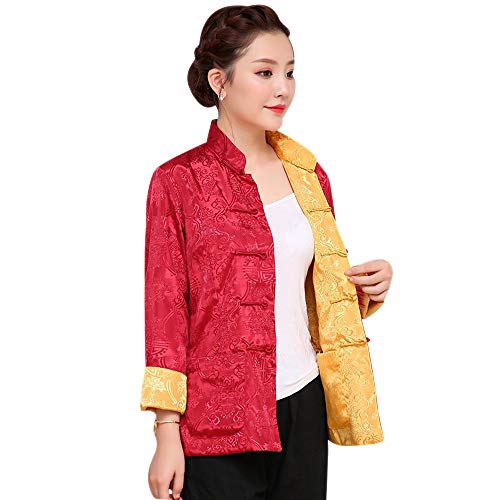 DAZISEN Hombres Mujer Chaqueta Casual Deportes - Clásico Ambos Lados Chaqueta de Manga Larga Trajes de Artes Marciales China Ropa Traje Tang, S/Estilo 08 - Mujer