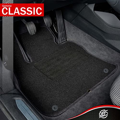 DBS Alfombrillas de Coche - A Medida - Alfombrillas para Coche - 3 uds. - Antideslizante - Moqueta en Negro 900 g/m² - Aspecto Terciopelo - Modelo Star - 1765704