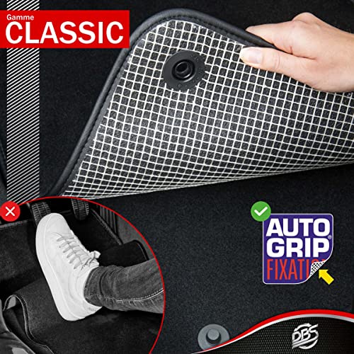 DBS Alfombrillas de Coche - A Medida - Alfombrillas para Coche - 3 uds. - Antideslizante - Moqueta en Negro 900 g/m² - Aspecto Terciopelo - Modelo Star - 1765704