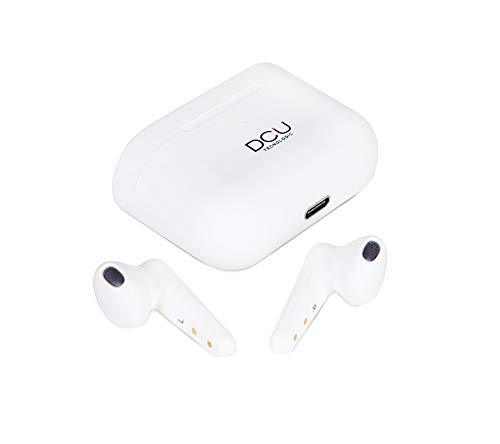 DCU Tecnologic | Earbuds | Auriculares Bluetooth 5.0 | Control Táctil | Inalámbrico | con Micrófono | Ultraligeros (Blanco)