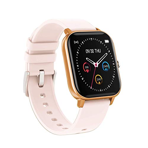 DCU TECNOLOGIC | Smartwatch | Reloj Inteligente Curved Glass | Pulsera de Actividad IP67 | Pulsómetro y Monitor de presión Arterial | Control del Ciclo Femenino | Multideporte (Melocotón)