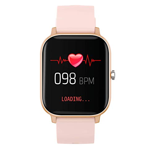 DCU TECNOLOGIC | Smartwatch | Reloj Inteligente Curved Glass | Pulsera de Actividad IP67 | Pulsómetro y Monitor de presión Arterial | Control del Ciclo Femenino | Multideporte (Melocotón)