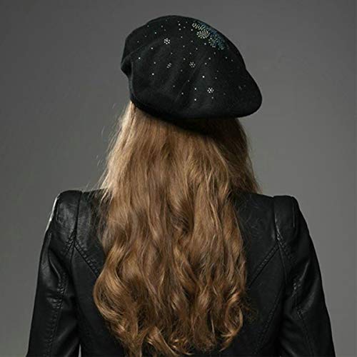 DEBAIJIA Hembra Sombrero Boina Cálido Invierno Mujer Béret Retro Gorra Boina Gorra Octogonal Artista Moda Algodón (Gris Oscuro)