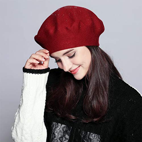 DEBAIJIA Hembra Sombrero Boina Cálido Invierno Mujer Béret Retro Gorra Boina Gorra Octogonal Artista Moda Algodón (Gris Oscuro)