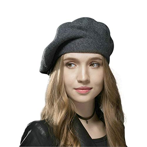 DEBAIJIA Hembra Sombrero Boina Cálido Invierno Mujer Béret Retro Gorra Boina Gorra Octogonal Artista Moda Algodón (Gris Oscuro)