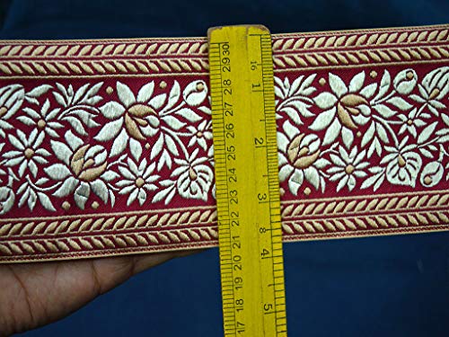 Decorativo indio étnico Wears suministros de Navidad Fancy accesorios de ropa encaje 3.8" al por mayor beige Jacquard Trim por 9 Yard Adorno de costura cintas