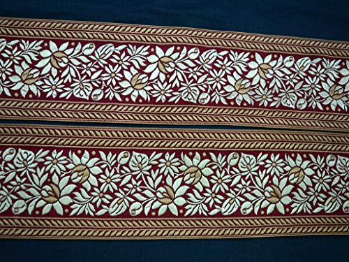 Decorativo indio étnico Wears suministros de Navidad Fancy accesorios de ropa encaje 3.8" al por mayor beige Jacquard Trim por 9 Yard Adorno de costura cintas