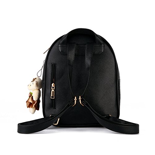 DEERWORD Mujer Bolsos Mochila Vestir Antirobo Pequeña Cuero Hombro Piel de PU Casual Bandolera Fekete