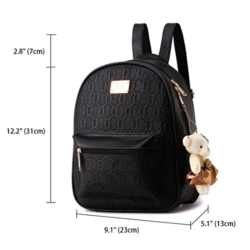 DEERWORD Mujer Bolsos Mochila Vestir Antirobo Pequeña Cuero Hombro Piel de PU Casual Bandolera Fekete