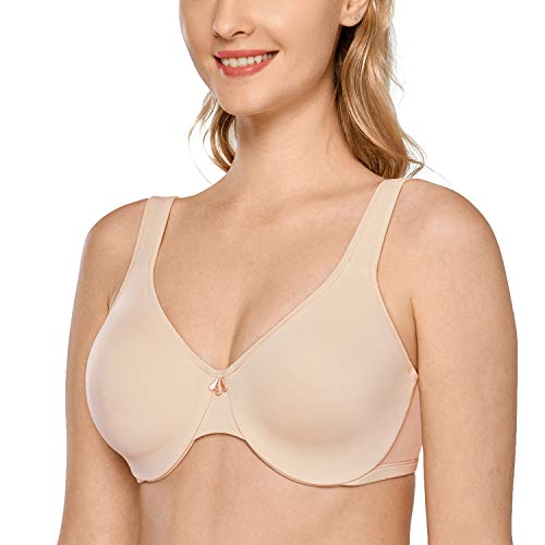 DELIMIRA - Sujetador Reductor Copa Completa con Aros Minimizador para Mujer Beige 100E