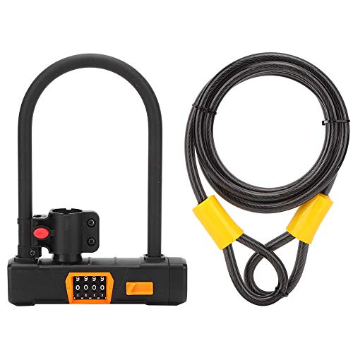 Demeras Bike U Lock Heavy Duty Bike D Lock con Cable Bike Antirrobo Cuatro contraseñas U Lock para Bicicleta eléctrica Motocicleta Mountainbike