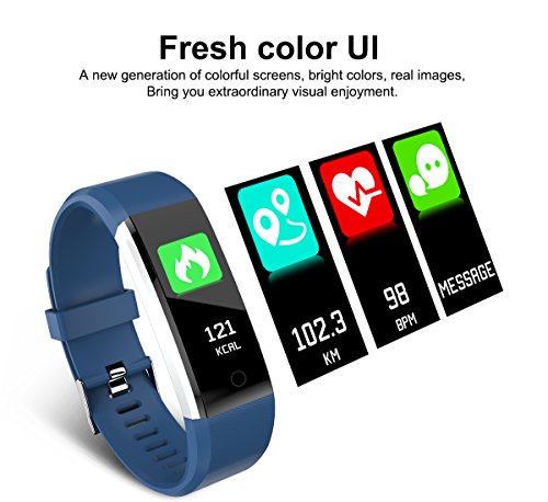 Denver Pulsera deportiva BFH-16 AZUL. Fitnessband con monitor de frecuencia cardíaca y seguimiento de actividad física. Pantalla a color. IP67, TFT, 2,44 cm (0.96")