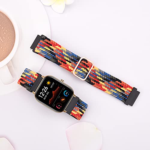 DEOU 20mm Correa Compatible con Amazfit Bip Amazfit GTS/GTS 2,Ajustable Trenzada Elástica con Hebilla Pulseras de Repuesto para Xiaomi Huami Amazfit Bip Lite Amazfit GTR 42mm Watch(Vistoso)