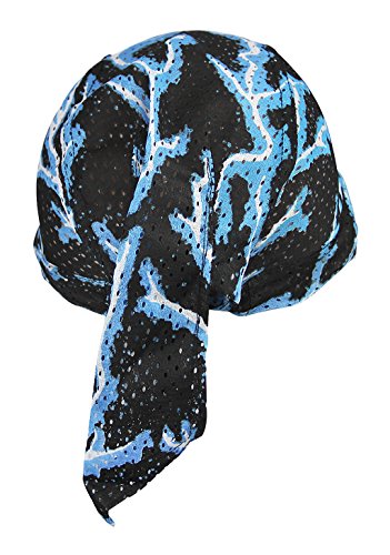 Deportes Headwear secado rápido sol protección UV Ciclismo Bandana Running gorro bicicleta motocicleta casco de bajo de calavera, Blue Lightning-Cotton Bandana